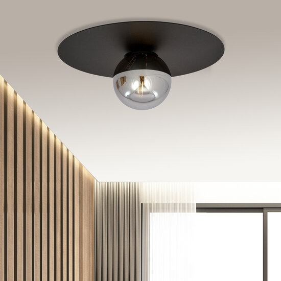 Emibig Emibig Esbjerg schwarze Deckenleuchte schwarz mit Rauchglaskolben E14 - Ideal für modernes Wohnen