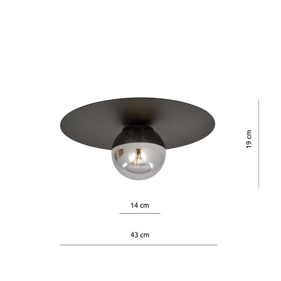 Emibig Emibig Lámpara de techo negra Esbjerg con bombilla de vidrio ahumado E14 - Ideal para interiores modernos