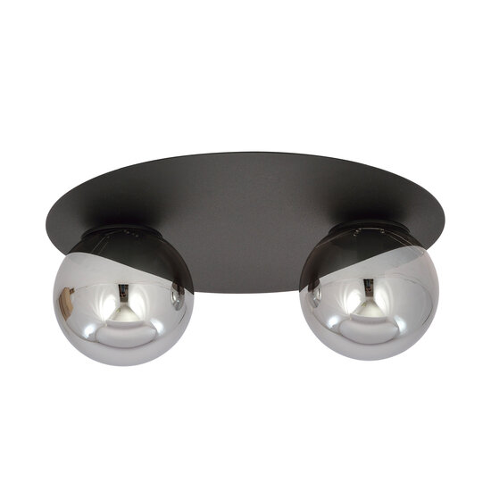 Emibig Emibig Esbjerg zwarte dubbele plafondlamp met 2 gefumeerde bollen E14 - Perfect voor sfeervolle verlichting