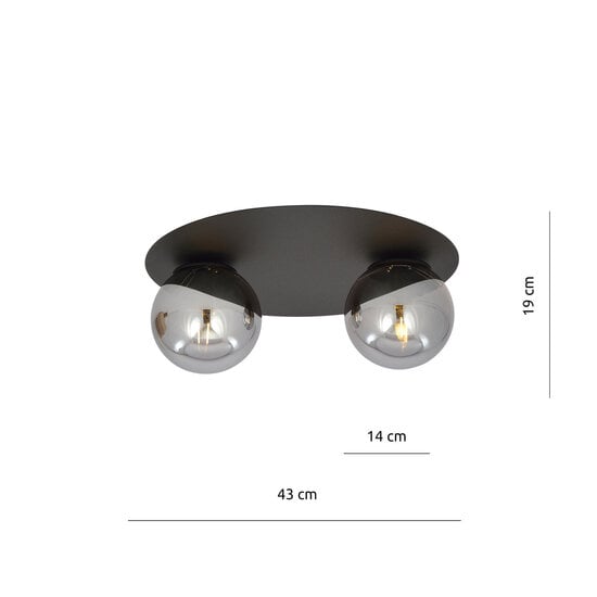 Emibig Emibig Esbjerg lámpara de techo doble negra con 2 bombillas ahumadas E14 - Ideal para una iluminación elegante