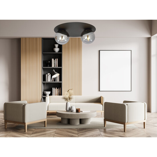 Emibig Emibig Esbjerg black double ceiling lamp with 2 fumed bulbs E14 - Ideal for stylish lighting