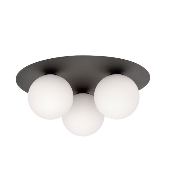 Emibig Emibig Lámpara de techo triple Esbjerg negra con 3 bombillas de vidrio opal blanco E14 - Iluminación perfecta para cualquier espacio