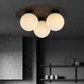 Emibig Emibig Lámpara de techo triple Esbjerg negra con 3 bombillas de vidrio opal blanco E14 - Iluminación perfecta para cualquier espacio