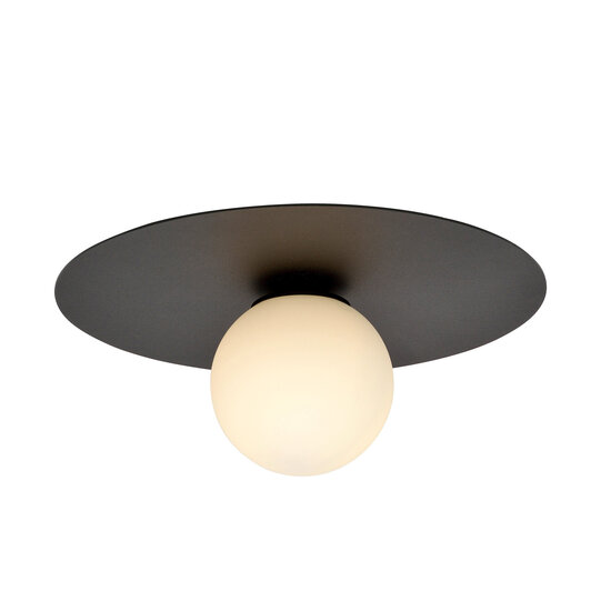 Emibig Emibig Lampe de plafond Esbjerg noire avec ampoule en verre opale blanche E14 - Créez une ambiance chaleureuse chez vous