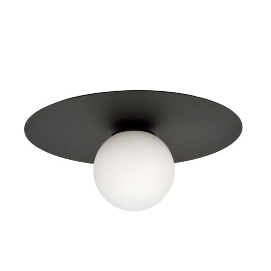 Emibig Emibig Esbjerg plafondlamp zwart met witte opaalglas bol E14 - Creëer een sfeervolle ambiance in uw huis