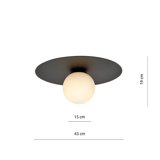Emibig Emibig Lámpara de techo Esbjerg negra con bombilla de vidrio opal blanco E14 - Crea un ambiente acogedor en tu hogar