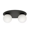 Emibig Emibig Lámpara de techo doble Esbjerg negra con 2 bombillas de vidrio opal blanco E14 - Iluminación perfecta para cualquier habitación