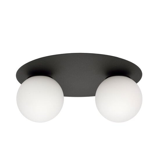 Emibig Emibig Lámpara de techo doble Esbjerg negra con 2 bombillas de vidrio opal blanco E14 - Iluminación perfecta para cualquier habitación