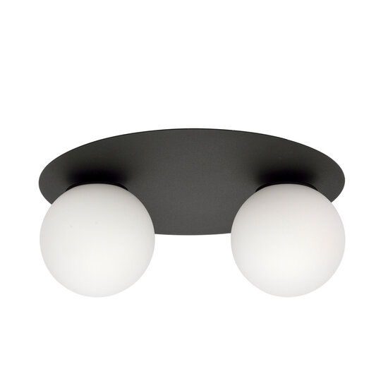 Emibig Emibig Lampe de plafond double Esbjerg noire avec 2 ampoules en verre opale blanc E14 - Éclairage parfait pour chaque pièce