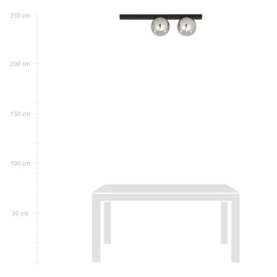 Emibig Emibig Aalborg hermosa lámpara de techo negra mediana con 2 bombillas ahumadas E14 - Ideal para crear un ambiente cálido en tu hogar