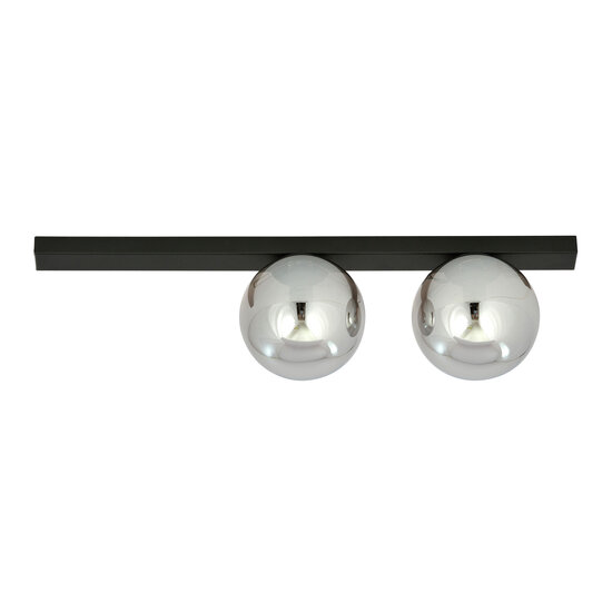Emibig Emibig Aalborg mooie medium zwarte plafondlamp met 2 gerookte bollen E14 - Perfecte sfeerverlichting voor elke ruimte