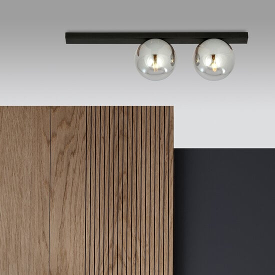Emibig Emibig Aalborg hermosa lámpara de techo negra mediana con 2 bombillas ahumadas E14 - Ideal para crear un ambiente cálido en tu hogar