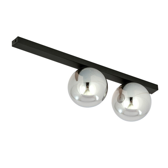 Emibig Emibig Aalborg beautiful medium black ceiling lamp with 2 smoked bulbs E14 - Ideal for creating a warm atmosphere in your home
