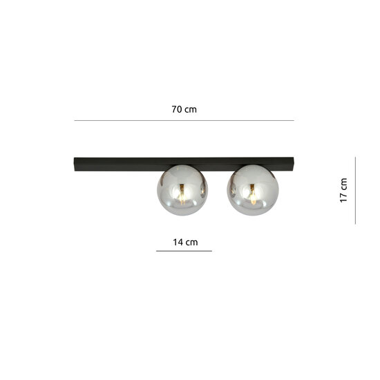 Emibig Emibig Aalborg belle lampe de plafond noire moyenne avec 2 ampoules fumées E14 - Idéale pour créer une atmosphère chaleureuse chez vous