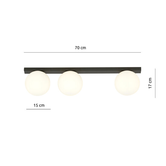 Emibig Emibig Aalborg long ceiling lamp black with 3 white bulbs E14 - Perfect lighting for any space