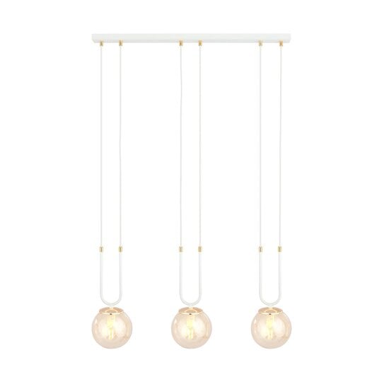 Emibig Emibig Aarhus white 3 lamp hanging lamp with amber glass E14 70 cm width - Ideal for stylish interiors