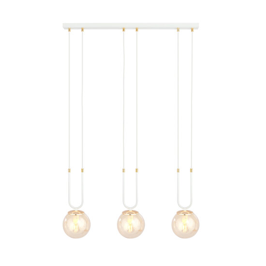 Emibig Emibig Aarhus lampe suspendue blanche 3 lampes avec verre ambre E14 70 cm de large - Idéale pour une décoration élégante