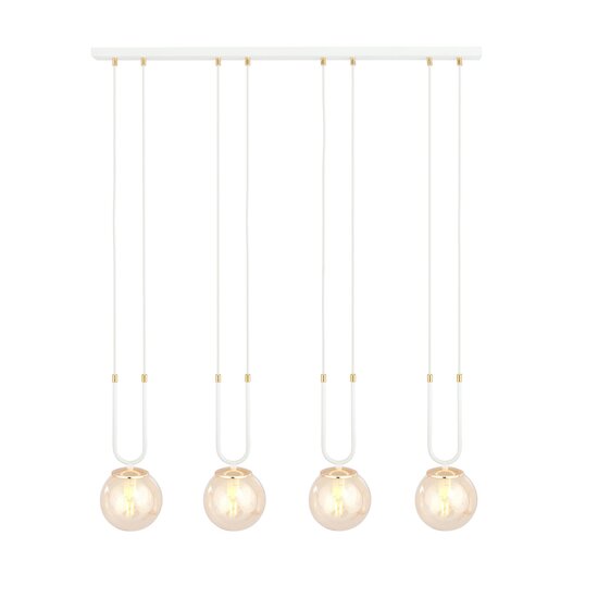 Emibig Emibig Aarhus 92cm wide hanging lamp with 4 lamps E14 amber glass - Ideal for creating a warm atmosphere in your home