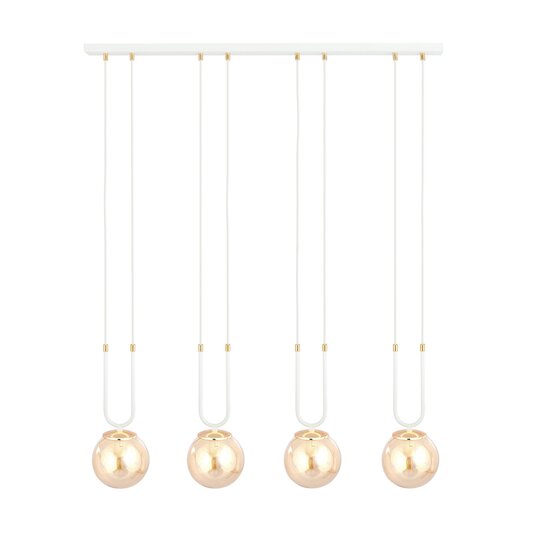 Emibig Emibig Aarhus 92cm brede hanglamp met 4 lampen E14 amberkleurig glas - Perfect voor sfeervolle verlichting in elke ruimte