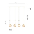 Emibig Emibig Aarhus 92cm brede hanglamp met 4 lampen E14 amberkleurig glas - Perfect voor sfeervolle verlichting in elke ruimte
