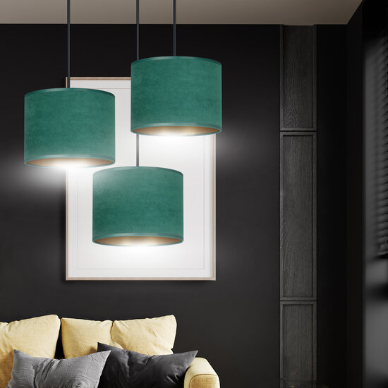 Emibig Emibig Fredensborg lámpara colgante 3 lámparas verde pantallas redondas 3x E27 - Ideal para una iluminación elegante y atmosférica en cualquier espacio