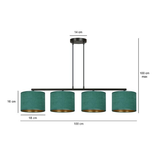 Emibig Emibig Fredensborg belle large suspension verte ronde 4x E27 - Idéale pour créer une ambiance chaleureuse