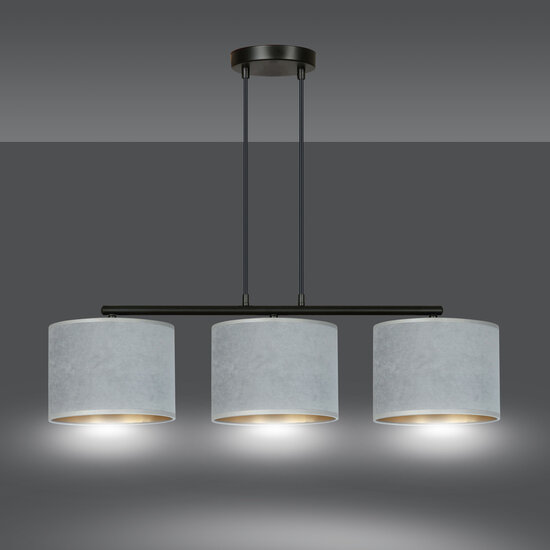 Emibig Emibig Lampe suspendue Bornholm gris abat-jours ronds 3x E27 - Éclairage parfait pour chaque espace