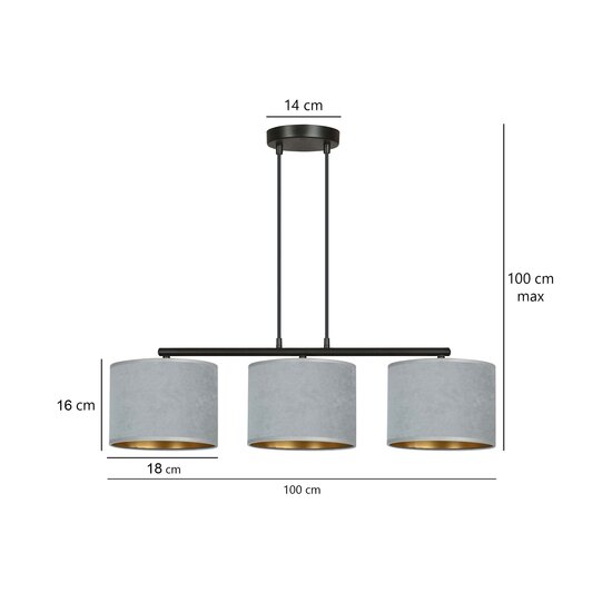 Emibig Emibig Bornholm hanging lamp gray round shades 3x E27 - Perfect lighting for any space