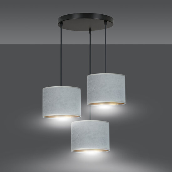 Emibig Emibig Bornholm 3 lamps hanglamp grijs rond kappen 3x E27 - Perfecte verlichting voor elke ruimte