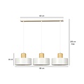 Emibig Emibig Lolland lange weiße Hängelampe mit Naturholz 3x E27 - Ideal für moderne Innenräume
