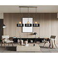 Emibig Emibig Lolland lange zwarte hanglamp met houtafwerking natuur 3x E27 - Perfecte verlichting voor jouw woonkamer