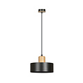 Emibig Emibig Lolland black round hanging lamp with natural wood color E27 - Ideal lighting for any space