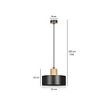 Emibig Emibig Lolland zwarte ronde hanglamp met hout natuurkleur E27 - Perfecte verlichting voor elke ruimte