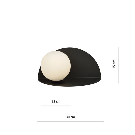Emibig Emibig Rudersdal semi-circular wall lamp black with white bulb in glass E14 - Ideal for creating a cozy atmosphere