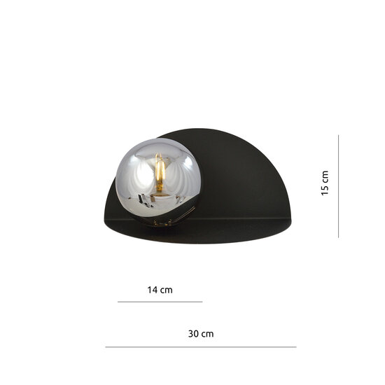 Emibig Emibig Rudersdal verre fumé et applique murale semi-circulaire noire E14 - Idéale pour une ambiance chaleureuse