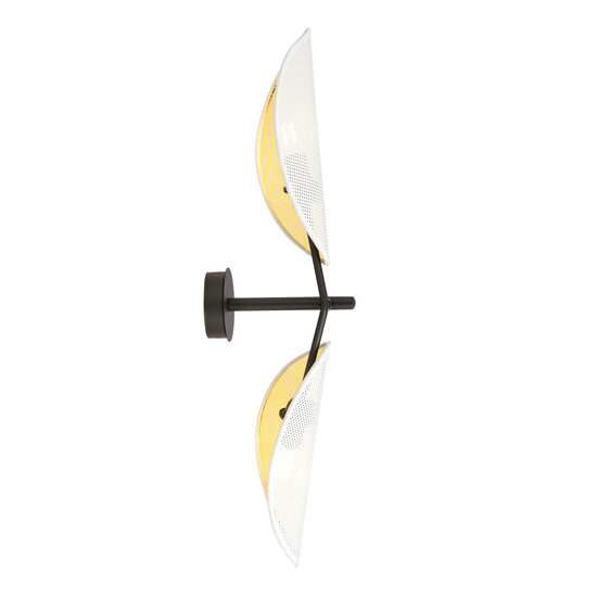 Emibig Emibig Applique Svendborg noir et blanc avec feuilles dorées tombantes 2x E14 - Créez une ambiance chaleureuse dans votre intérieur