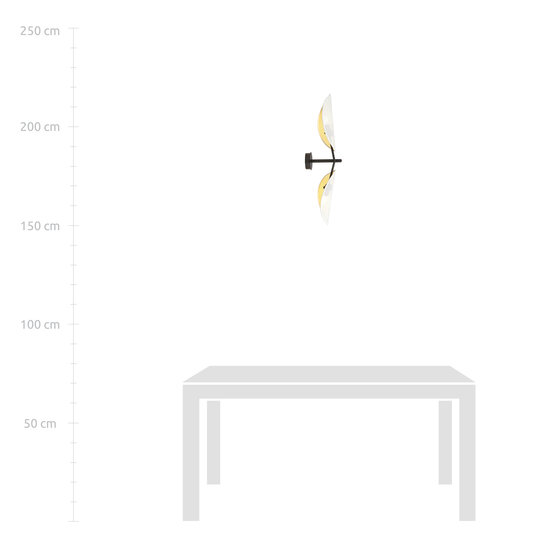 Emibig Emibig Svendborg wall lamp black and white with gold falling leaves 2x E14 - Create a cozy ambiance in your home