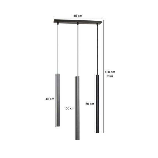 Emibig Emibig Gribskov 3x G9 zwarte hanglamp met lange kokers 2cm diameter - Perfect voor moderne interieurs