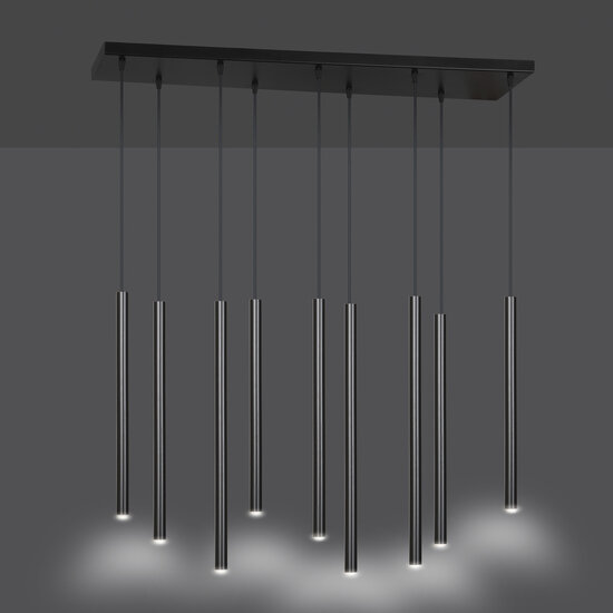 Emibig Emibig Gribskov schwarze beeindruckende Hängeleuchte mit langen Röhren 2 cm Durchmesser 9x G9 - Ideal für moderne Innenräume