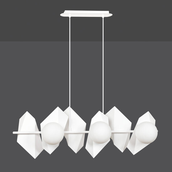 Emibig Emibig Lampe suspendue blanche Assens avec ampoules en verre dépoli 6x E14 - Idéale pour un éclairage élégant et chaleureux dans n'importe quelle pièce