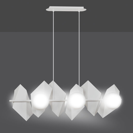 Emibig Emibig Lampe suspendue blanche Assens avec ampoules en verre dépoli 6x E14 - Idéale pour un éclairage élégant et chaleureux dans n'importe quelle pièce