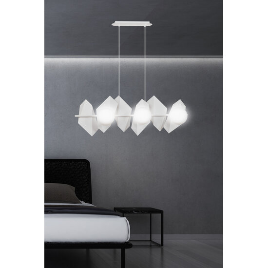 Emibig Emibig Lámpara colgante blanca Assens con bombillas de vidrio esmerilado 6x E14 - Ideal para una iluminación elegante y acogedora en cualquier habitación
