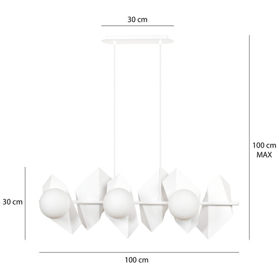 Emibig Emibig Assens witte hanglamp met melkglas witte bollen 6x E14 - Perfect voor sfeervolle verlichting in elke ruimte