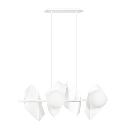 Emibig Emibig Assens witte brede pendellamp met 4 melkglas bollen E14 - Perfecte verlichting voor elke ruimte