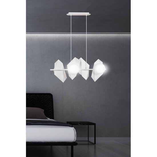 Emibig Emibig Assens witte brede pendellamp met 4 melkglas bollen E14 - Perfecte verlichting voor elke ruimte