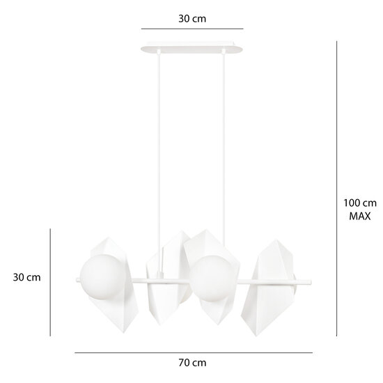 Emibig Emibig Assens witte brede pendellamp met 4 melkglas bollen E14 - Perfecte verlichting voor elke ruimte