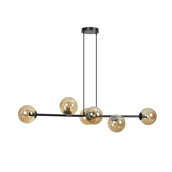 Emibig Emibig Lejre elegante zwarte 6 lampen E14 medium hanglamp met 6 amberkleurige bollen - Perfecte verlichting voor jouw woonkamer