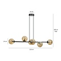Emibig Lejre elegant black 6 lamps E14 medium hanging lamp with 6 amber-colored bulbs - Ideal lighting for your living room