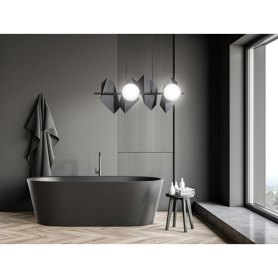 Emibig Emibig Lámpara colgante ancha negra Assens con 4 bombillas de vidrio esmerilado E14 - Iluminación ideal para cualquier espacio