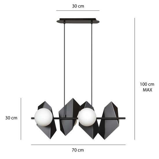 Emibig Emibig Assens black wide pendant lamp with 4 frosted glass bulbs E14 - Ideal lighting for any space